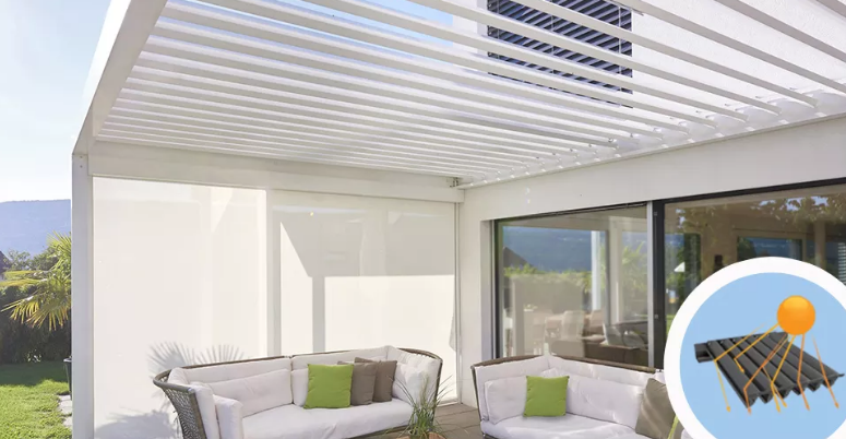 Kits de sistema de techo de persiana impermeable Pérgola de aluminio independiente al aire libre