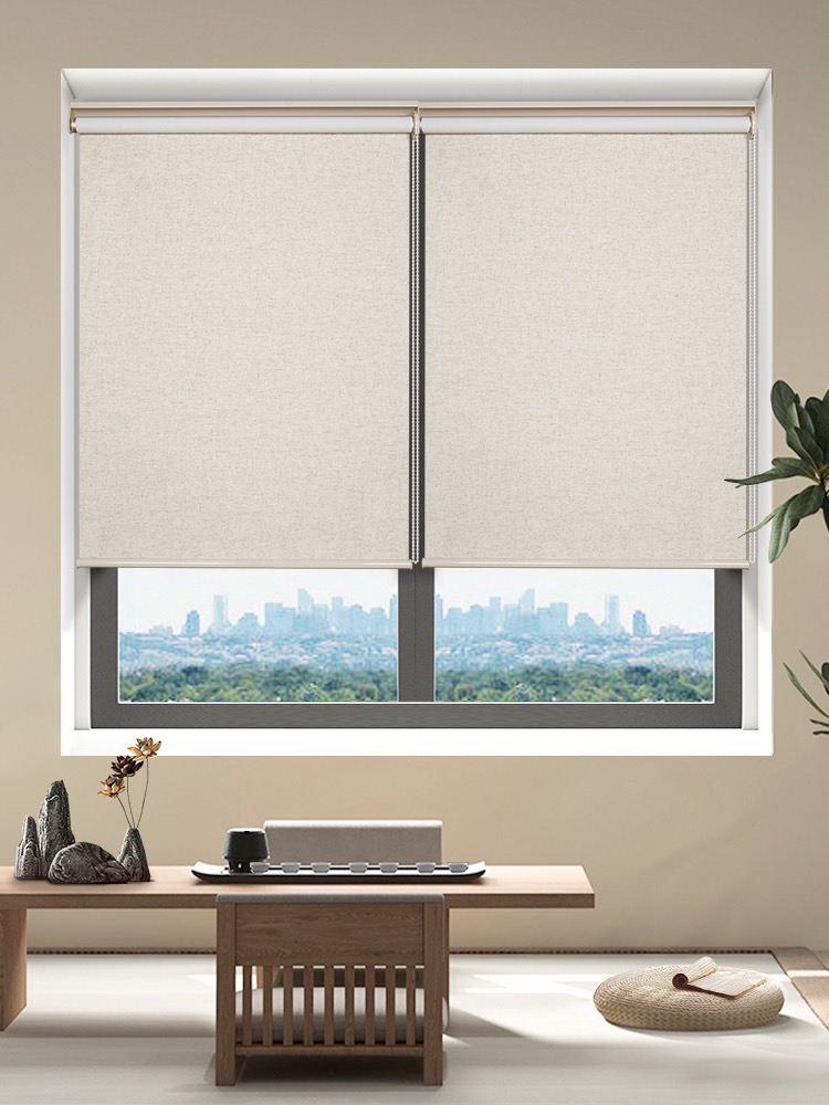 Persianas enrollables motorizadas Cortinas enrollables manuales Blackout Filtrado de luz Protector solar Cortinas enrollables dobles