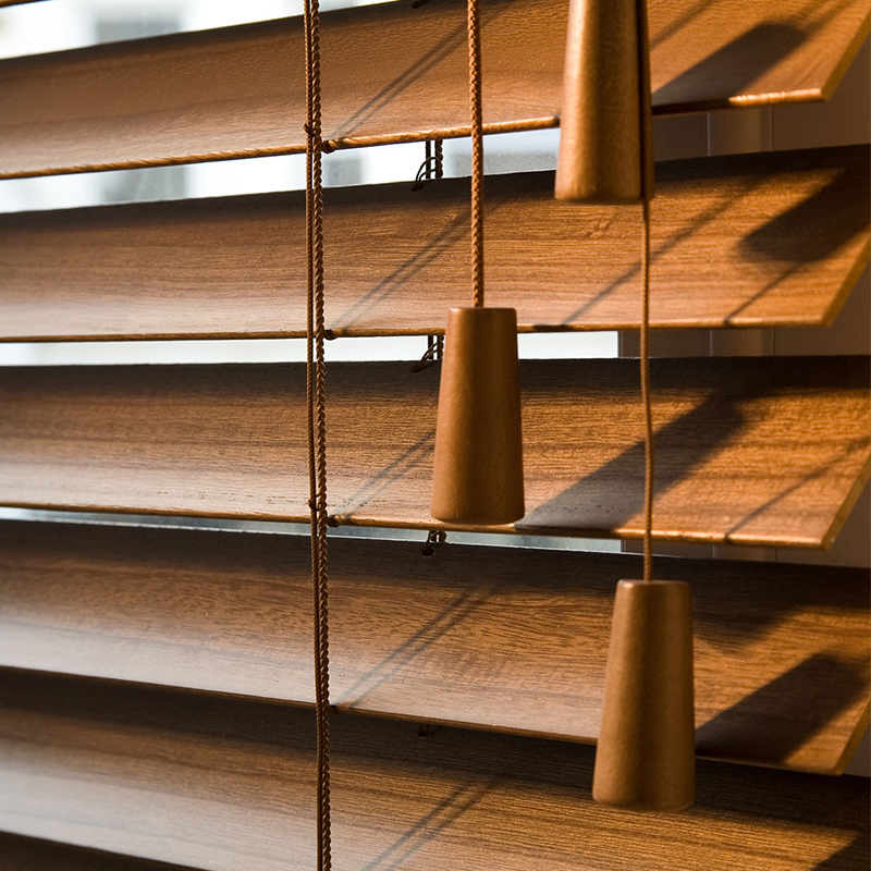 Ventana horizontal de persiana veneciana de madera sintética de doble cuerda
